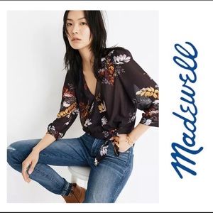 Madewell Floral Wrap Top in Blooming Oasis